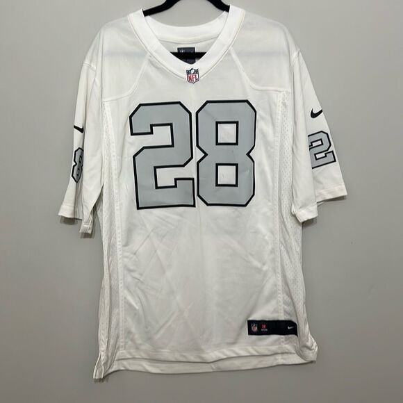 Nike NFL Mens White On Field Raiders Josh Jacobs Short Sleeve Game‎ Jersey Large - Picture 1 of 9